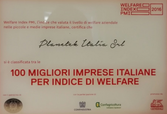 Planetek Italia has been listed top 100 Italian companies in the SME Welfare Index Report 2016